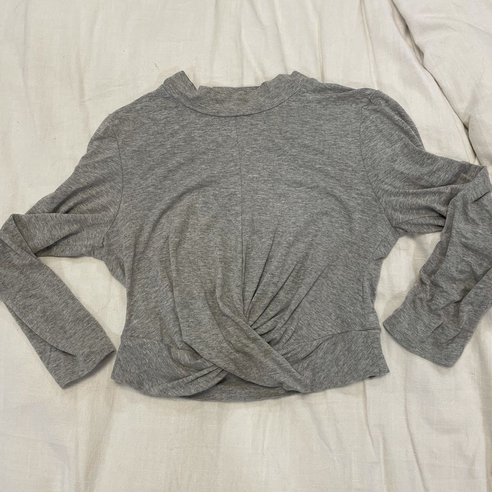 Long sleeve mock neck crop top with scrunch
